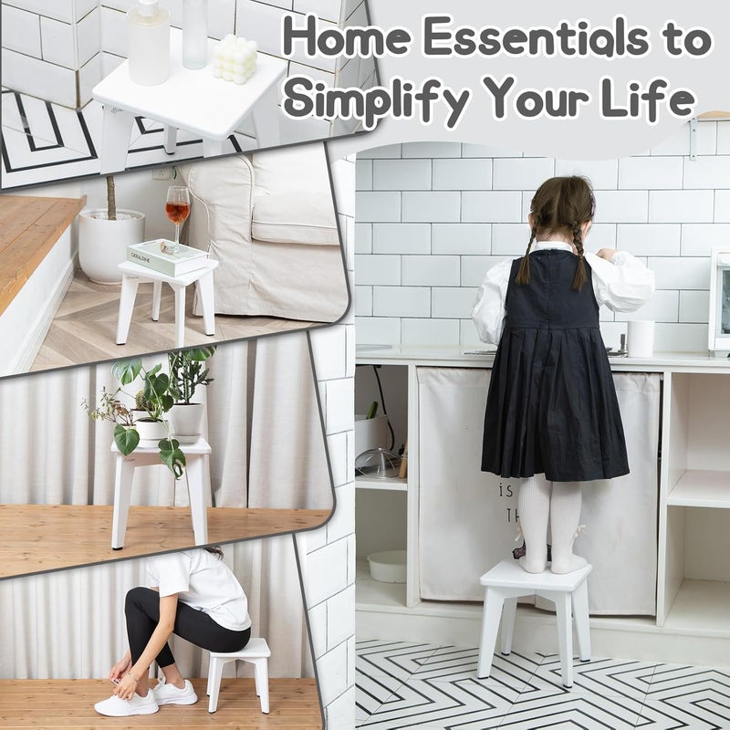 StrongTek Bamboo Step Stool for Kids and Adults, Sturdy and Versatile Short Foot Stool for Bathroom, Kitchen, Bedroom, Compact 10-inch Small Wood Stool, Plant Stand (White) - Image 5